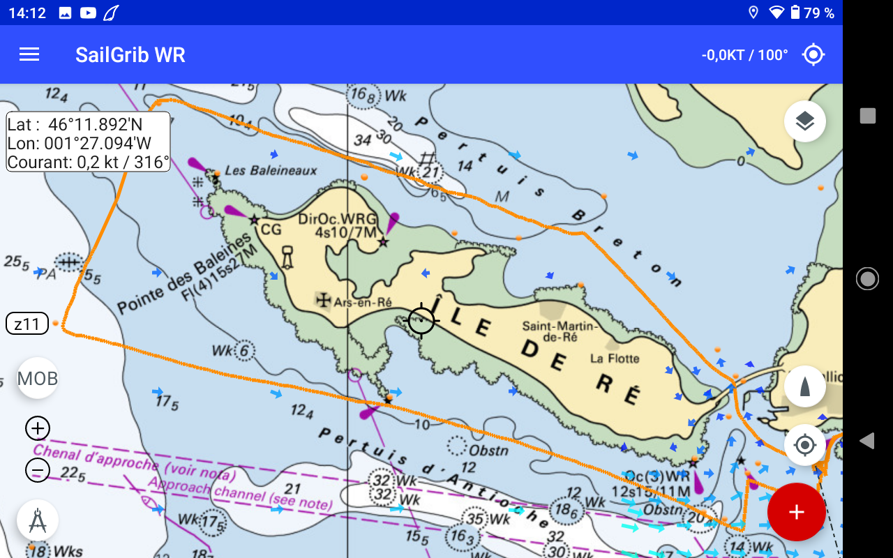 Le Tour de l'Ile de Ré enregistré dans SailGrib...