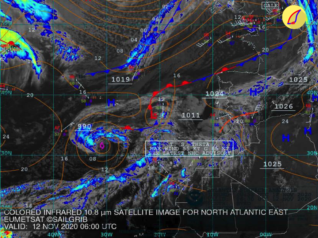 Analyse satellite + fronts 12 novembre 0600 UTC